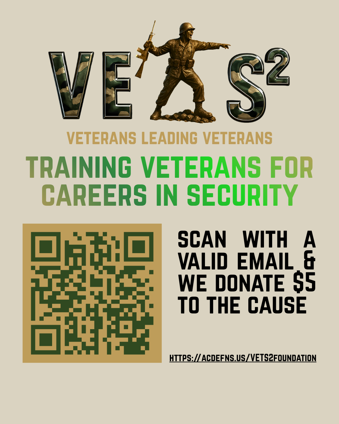 Scan this QR code with a valid email and USCCA donates $5 to VETS²